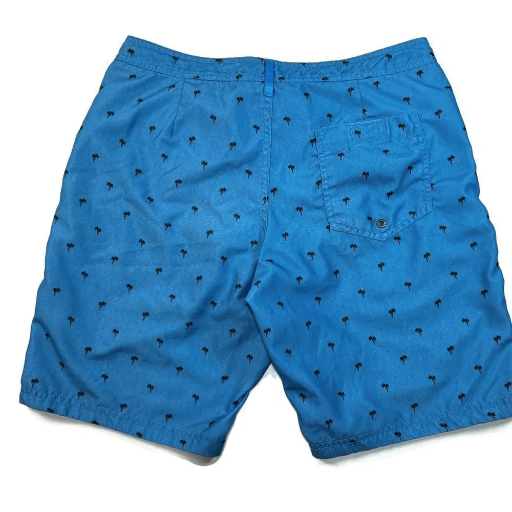 Banana Republic Board Shorts Mens 30 Blue Palm Trees All Over Print Lined‎